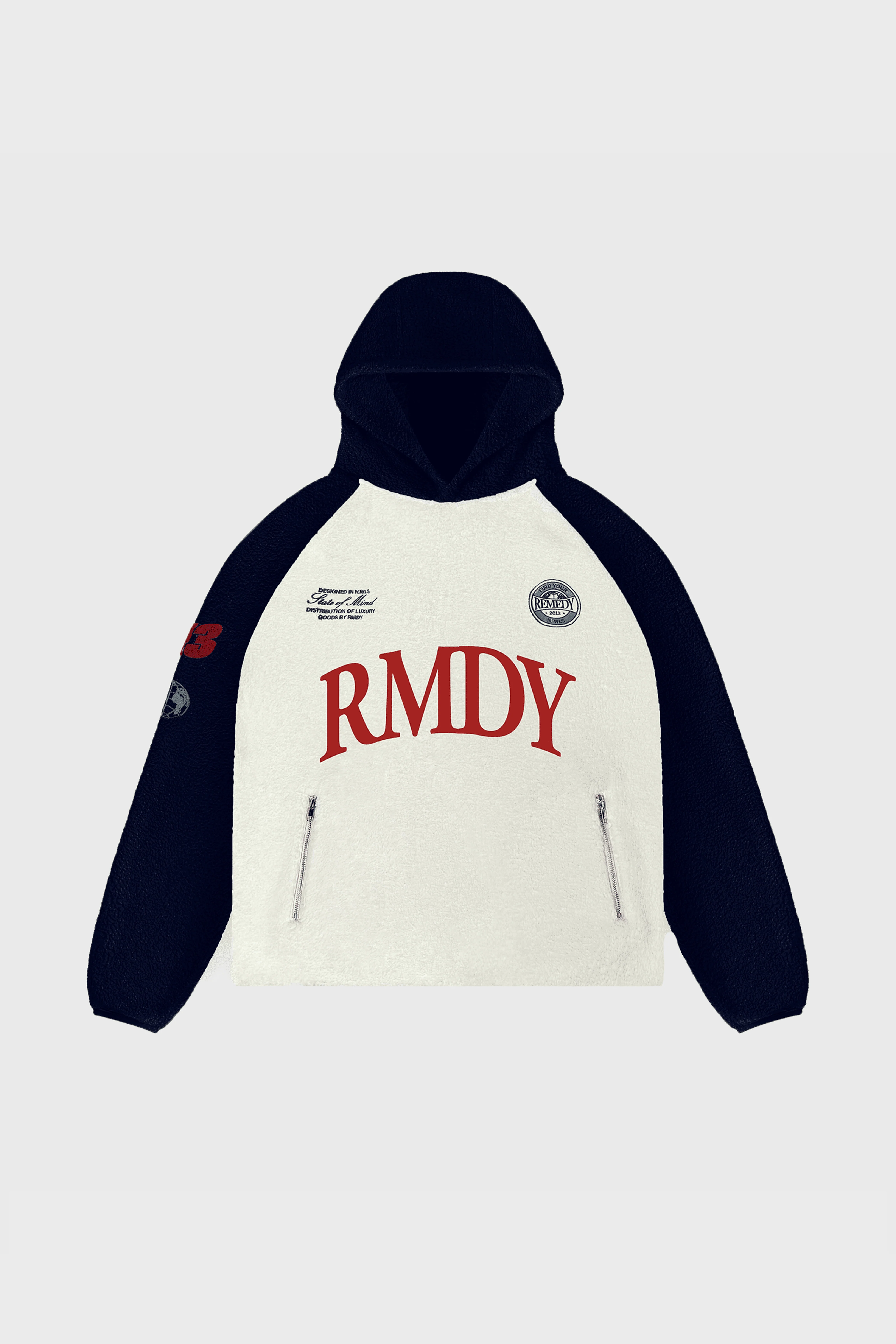 Cream & Navy 2 Tone Remedy Sherpa Hoodie